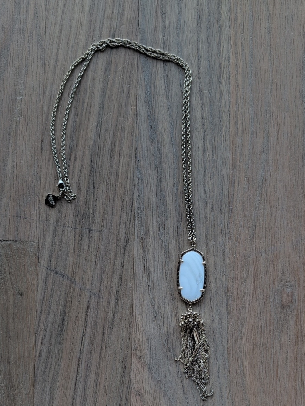 Kendra Scott White Pearl Stone Gold-Tone Tassel Necklace
